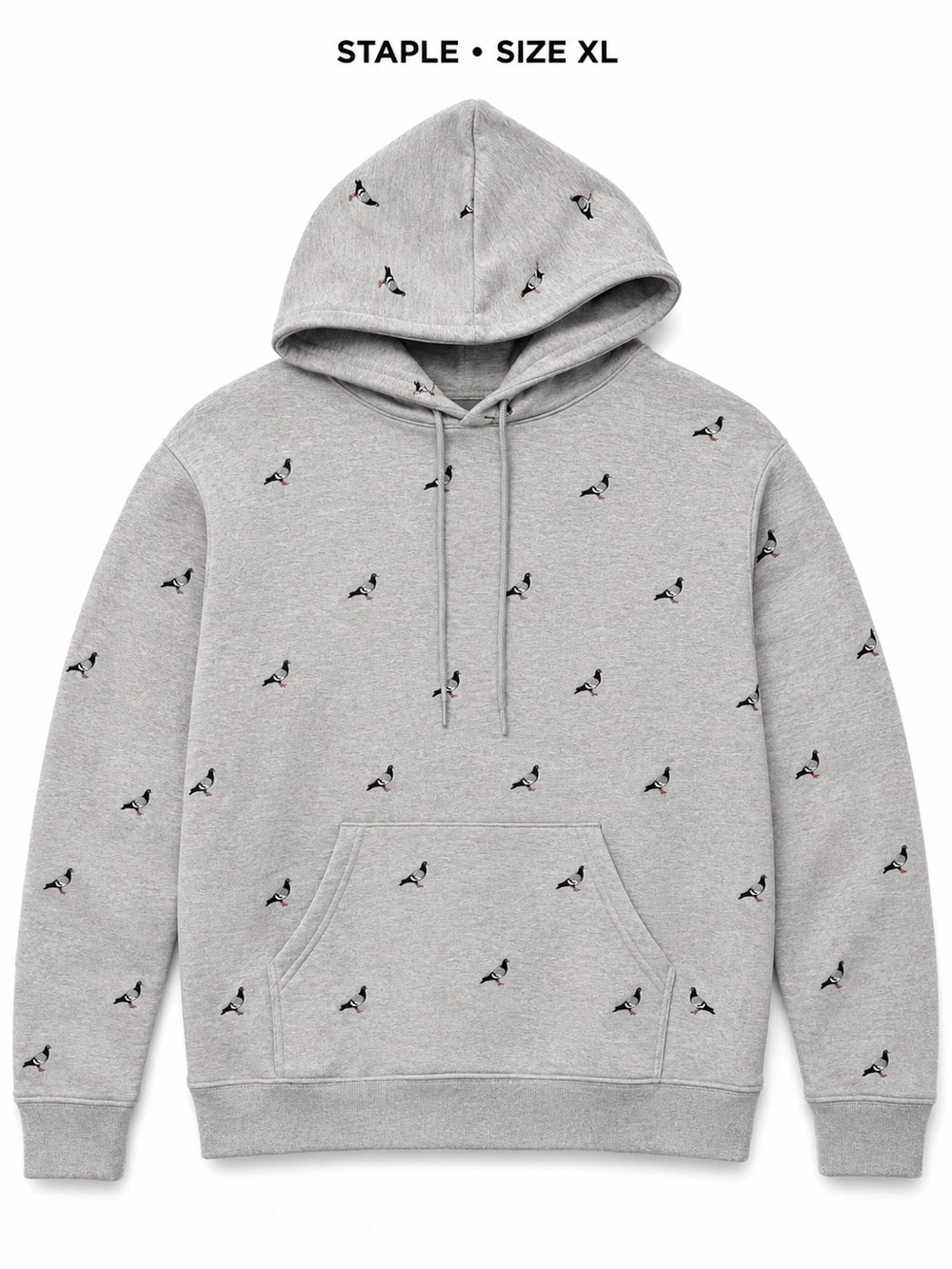 NWT Staple Men's Gray Pigeon Embroidered Hoodie - XL